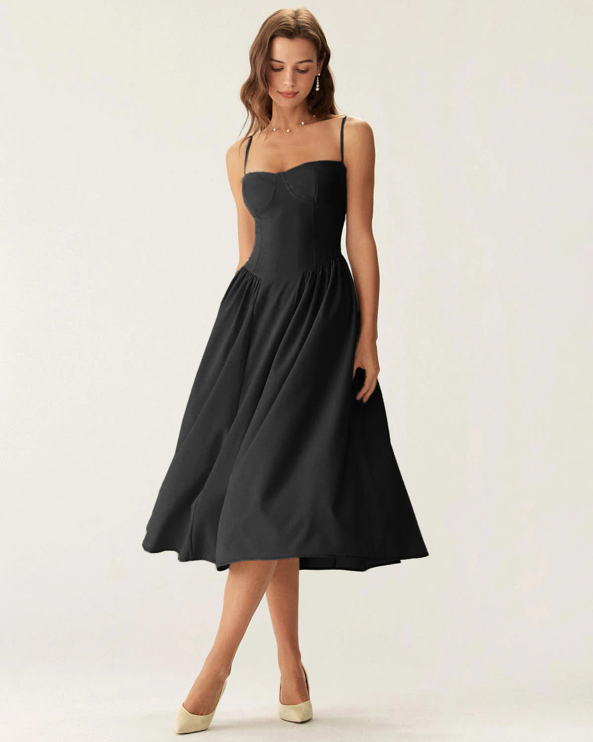 Black Slip Midi Dress