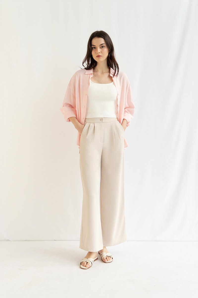 Bone Wide-Leg Trousers